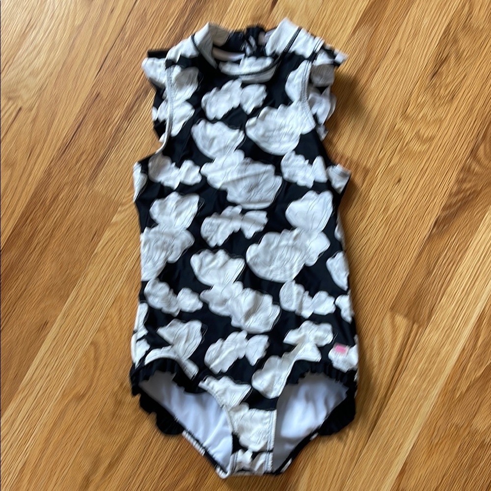 Kids Black and White Floral One Piece